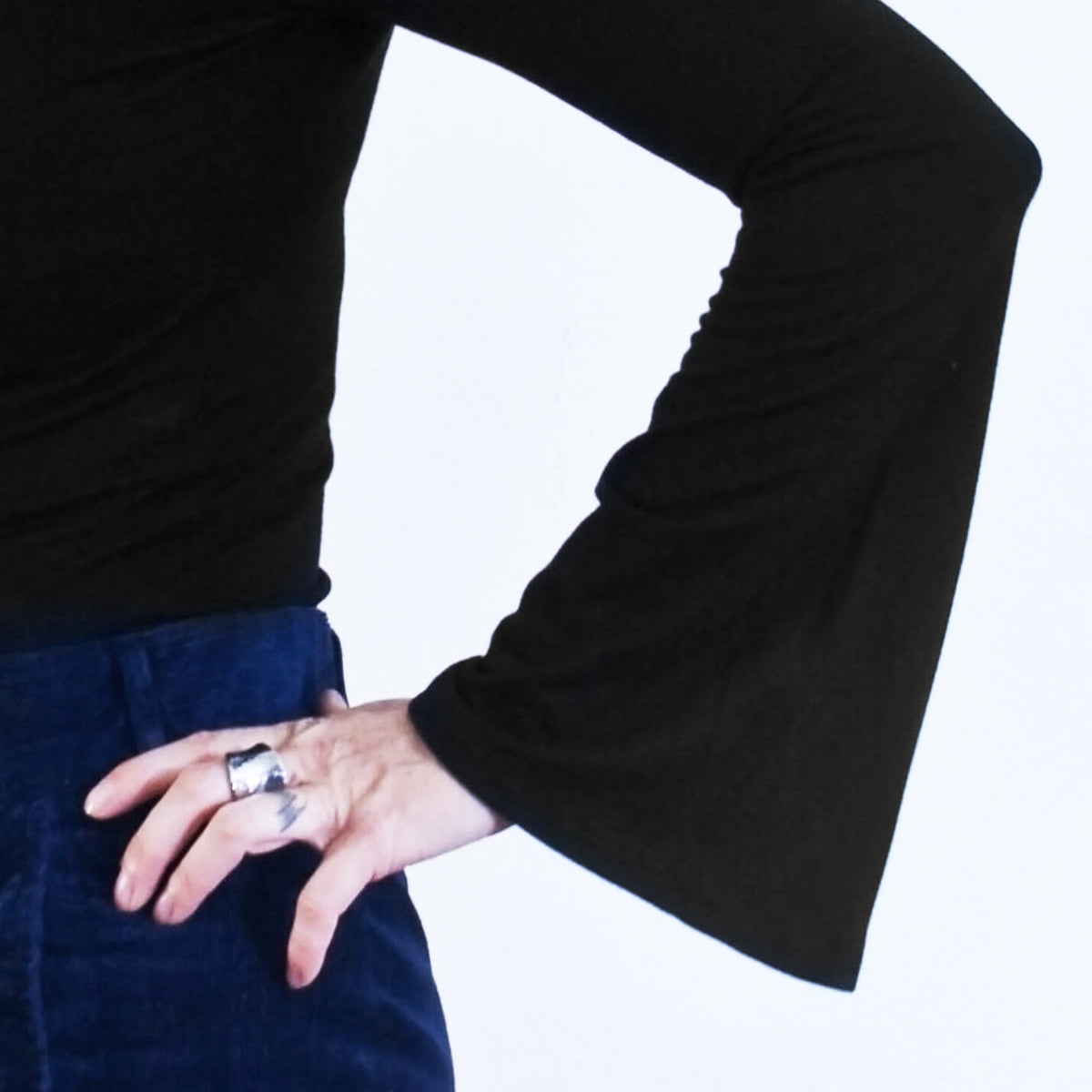 Black Bell Sleeve Top-ESPI LANE
