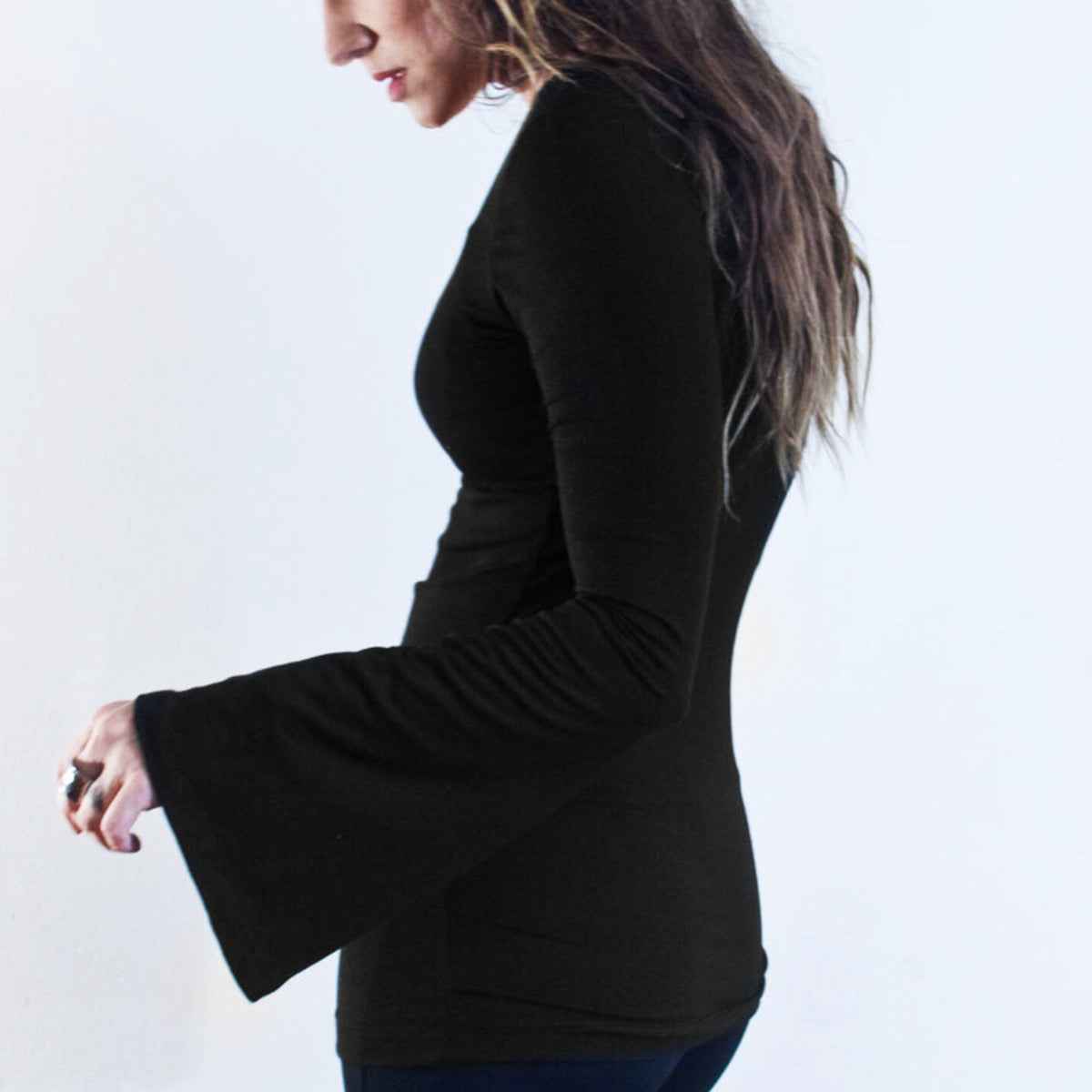 Black Bell Sleeve Top-ESPI LANE