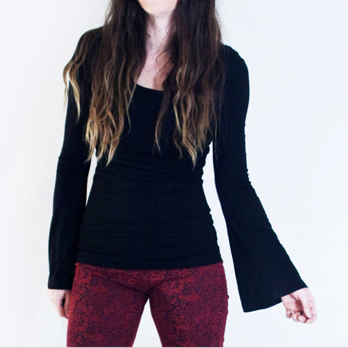 Black Bell Sleeve Top-ESPI LANE
