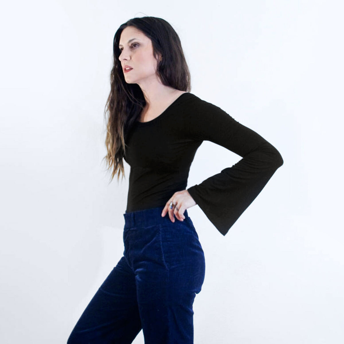 Black Bell Sleeve Top-ESPI LANE