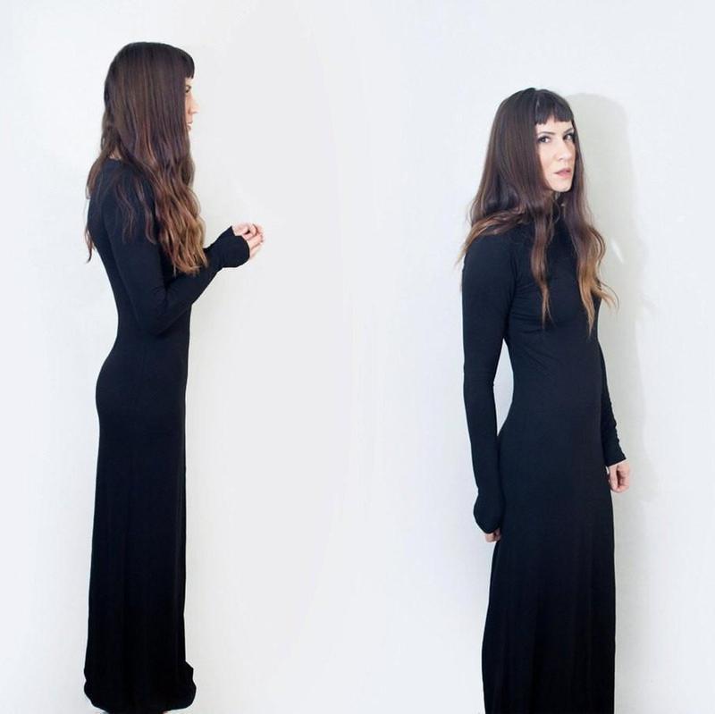 Boatneck Maxi Dress with Long Sleeves-ESPI LANE