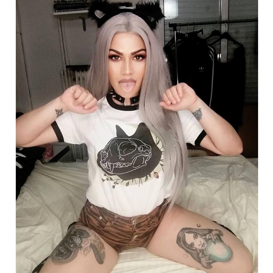 Cat Skull Moon Magica Tee-ESPI LANE