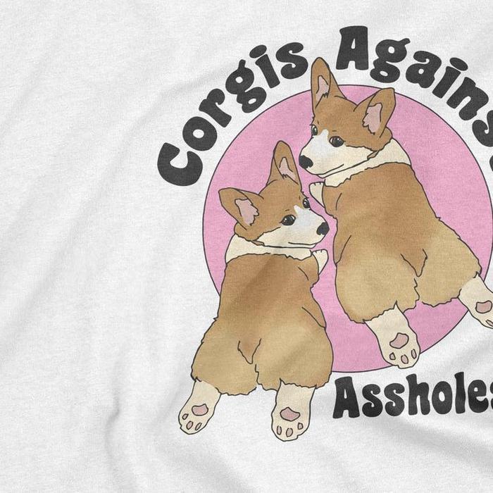 Cute Corgis Against Assholes Graphic T-Shirt-ESPI LANE