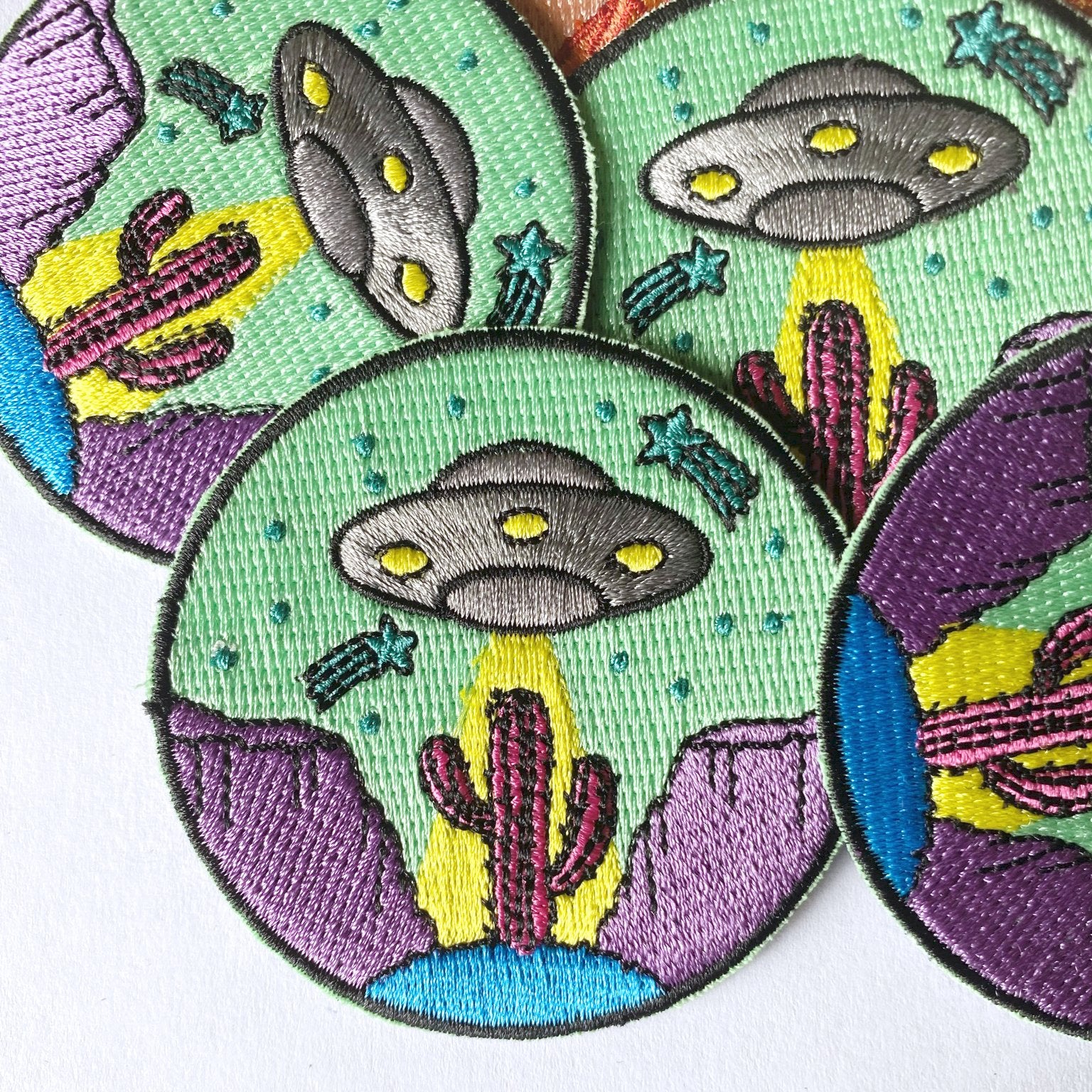 Desert Mountain Cactus UFO Iron On Patch-ESPI LANE
