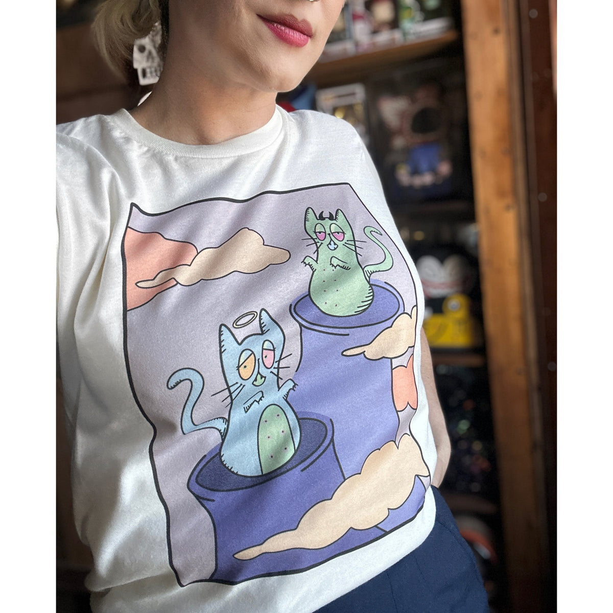 Cartoon Angel Devil Cat Crop Top