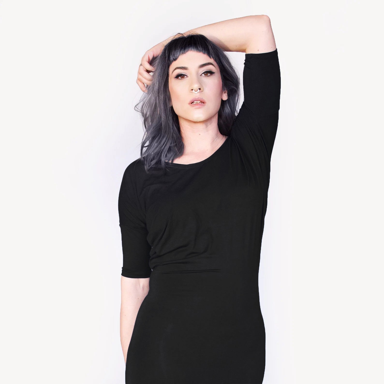 Draped Jersey Midi Length Dress-ESPI LANE