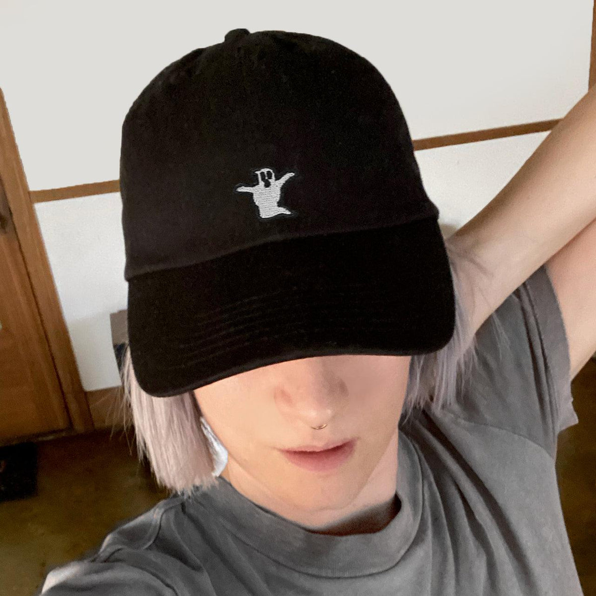 Ghost Embroidered Bat Low Profile Hat-ESPI LANE