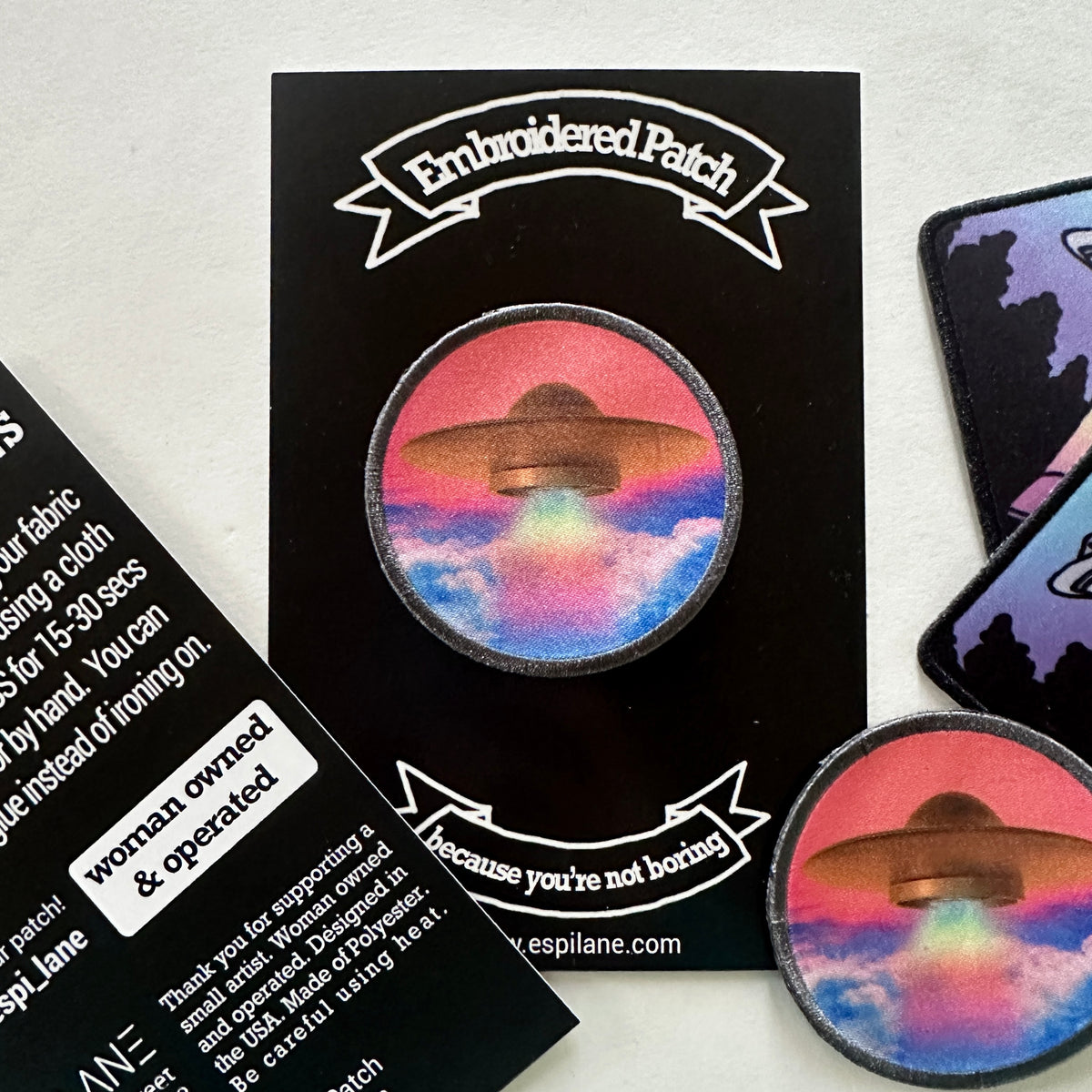 Gold UFO Iron On Retro Vintage Printed Patch-ESPI LANE