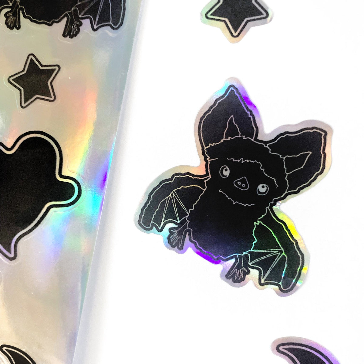 Holographic Halloween Bat Ghost Magic Sticker Sheet-ESPI LANE