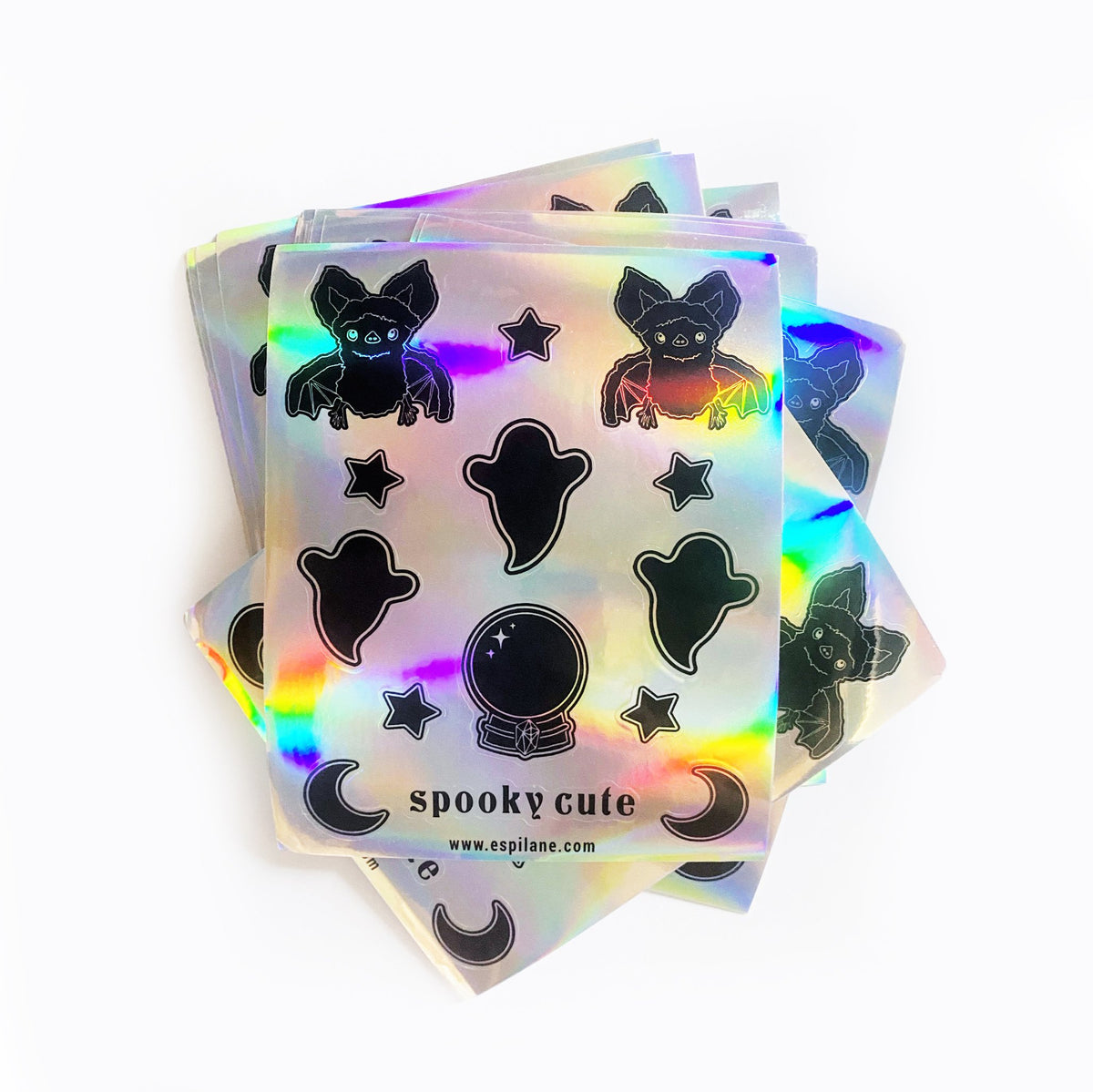 Holographic Halloween Bat Ghost Magic Sticker Sheet-ESPI LANE