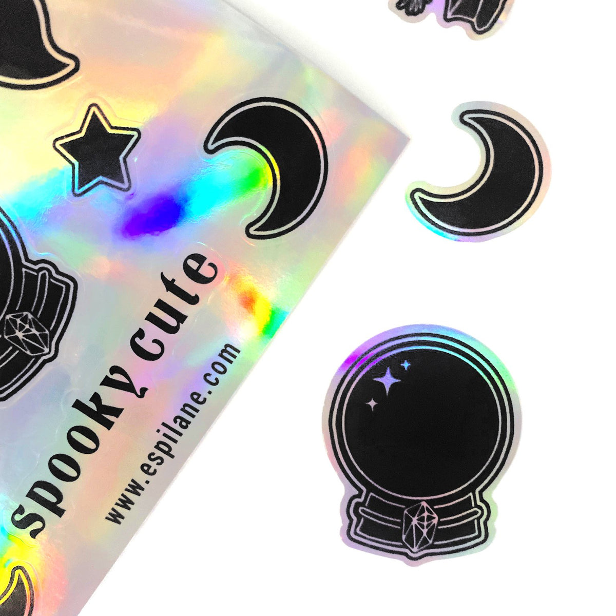 Holographic Halloween Bat Ghost Magic Sticker Sheet-ESPI LANE