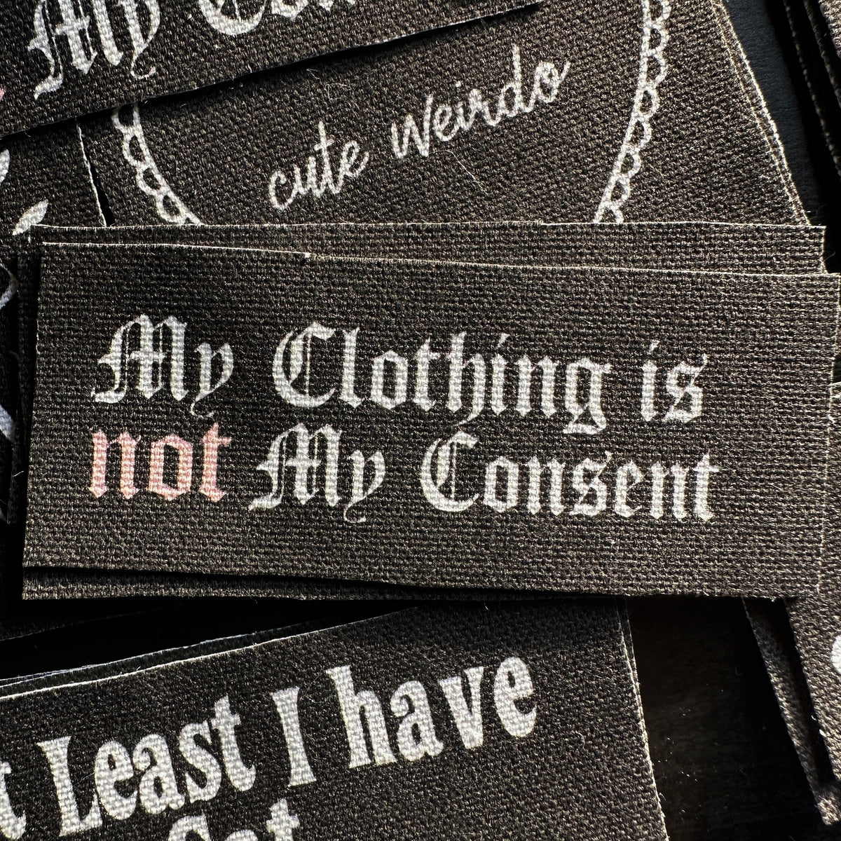 Consent Sewn On Patch | Punk Feminist Accessories DIY Handmade Horror Fabric Patches | My Clothing is Not My Consent | 4.25x2&quot;