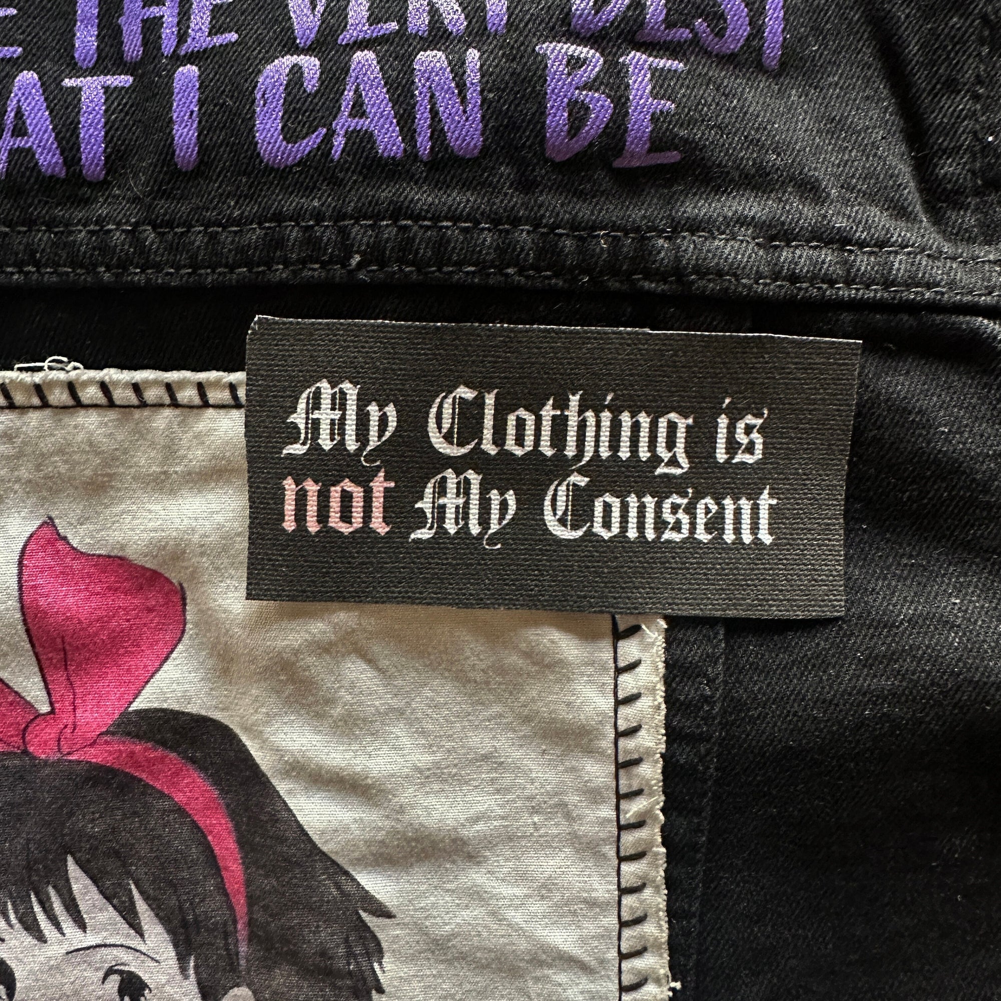 Consent Sewn On Patch | Punk Feminist Accessories DIY Handmade Horror Fabric Patches | My Clothing is Not My Consent | 4.25x2"