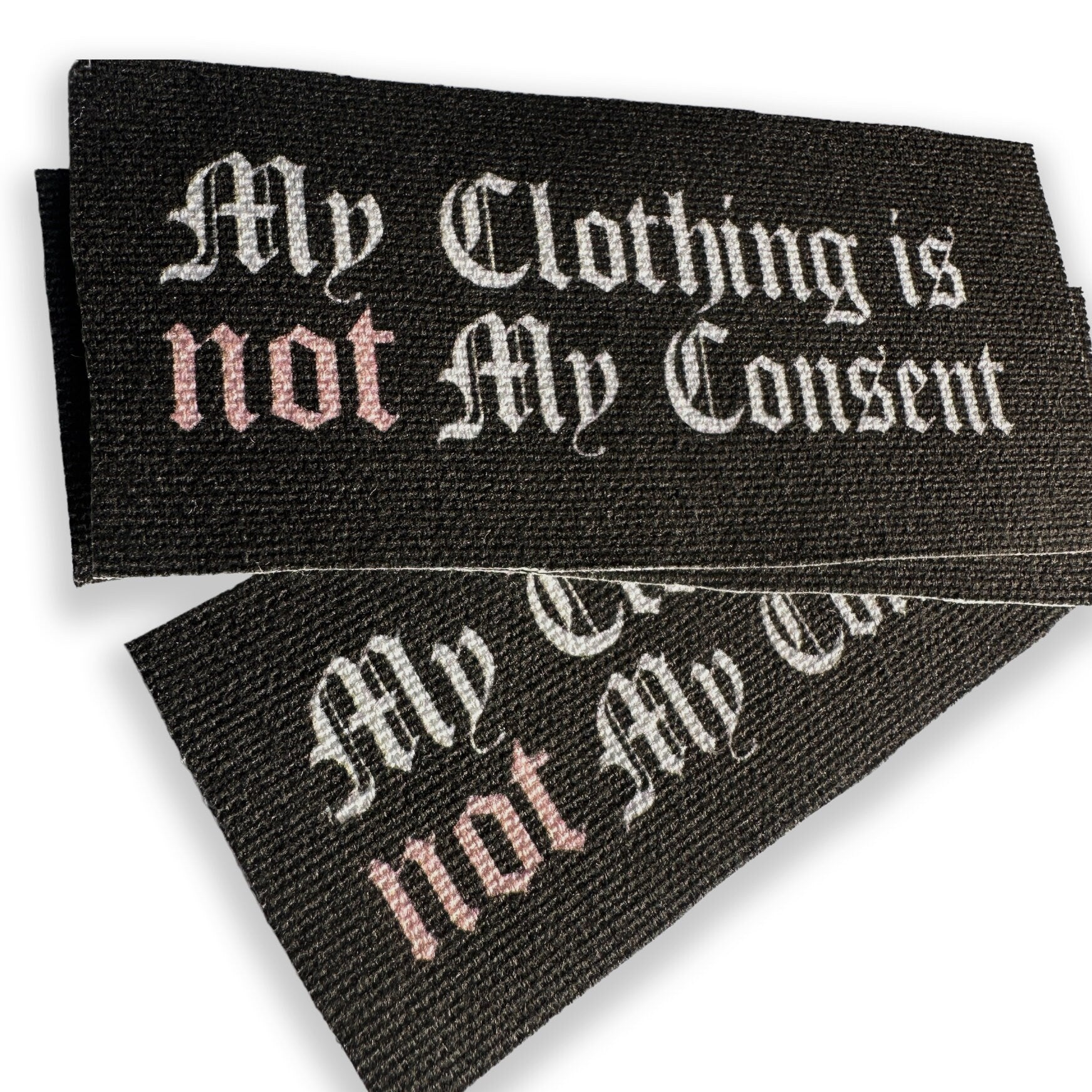 Consent Sewn On Patch | Punk Feminist Accessories DIY Handmade Horror Fabric Patches | My Clothing is Not My Consent | 4.25x2"