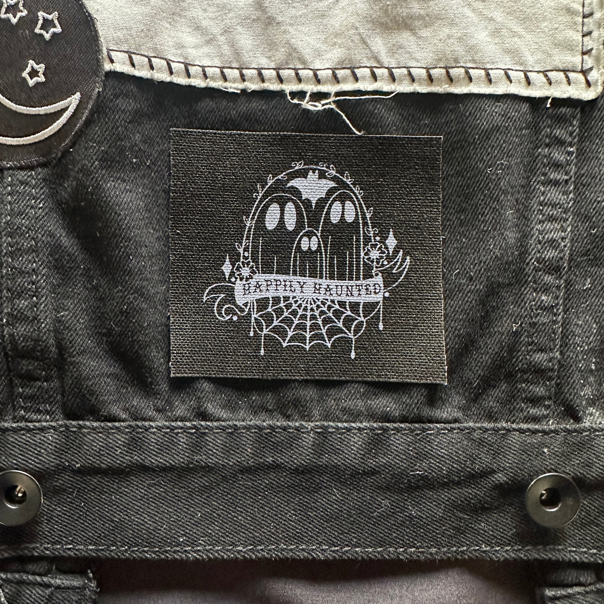 Ghost Patch | Fabirc Sew-On Gothic Accessories Punk DIY Handmade Spooky Patches | Happily Haunted | 3.5x3&quot;