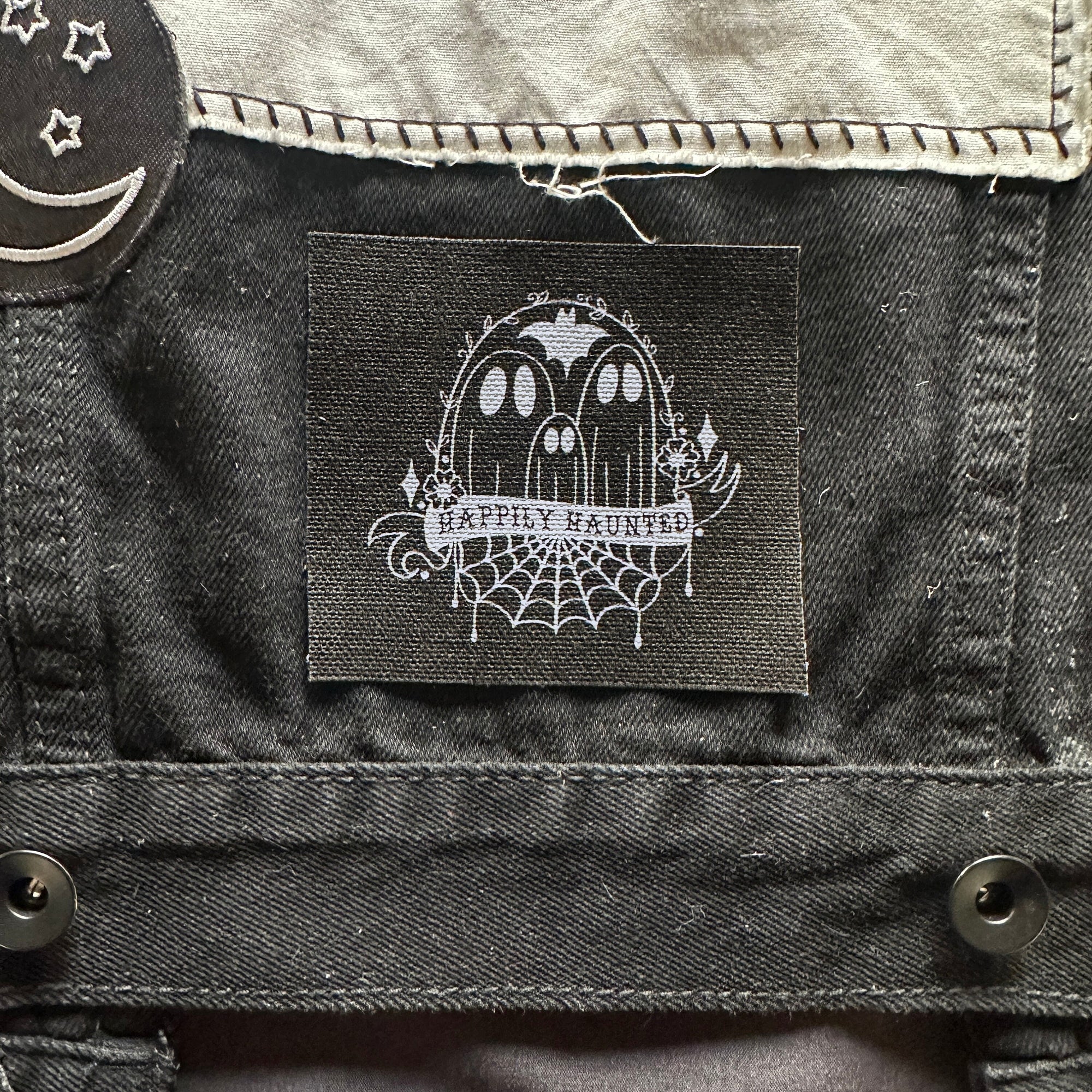 Ghost Patch | Fabirc Sew-On Gothic Accessories Punk DIY Handmade Spooky Patches | Happily Haunted | 3.5x3"