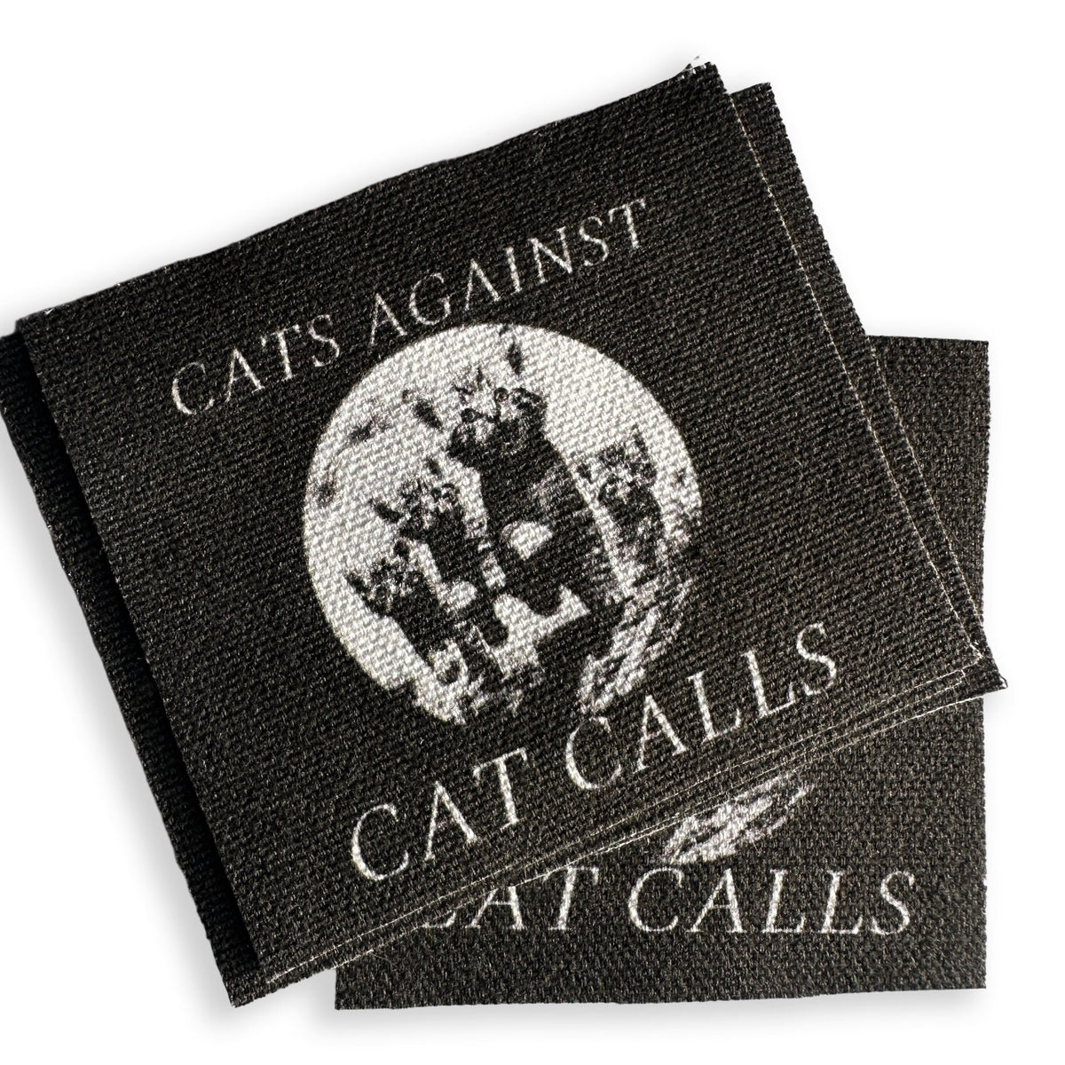 Cat Calls Sewn On Patch | Punk Feminist Accessories DIY Handmade Horror Fabric Patches | Cats Against Cat Calls | 3x3&quot;