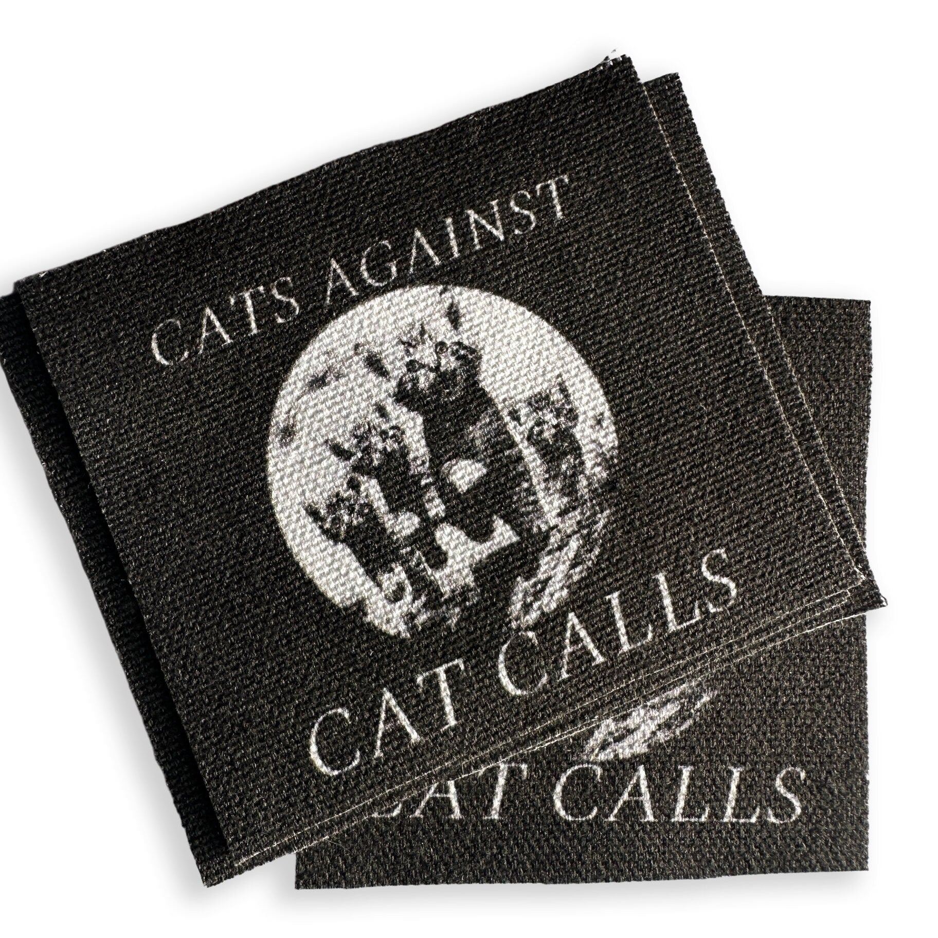 Cat Calls Sewn On Patch | Punk Feminist Accessories DIY Handmade Horror Fabric Patches | Cats Against Cat Calls | 3x3"