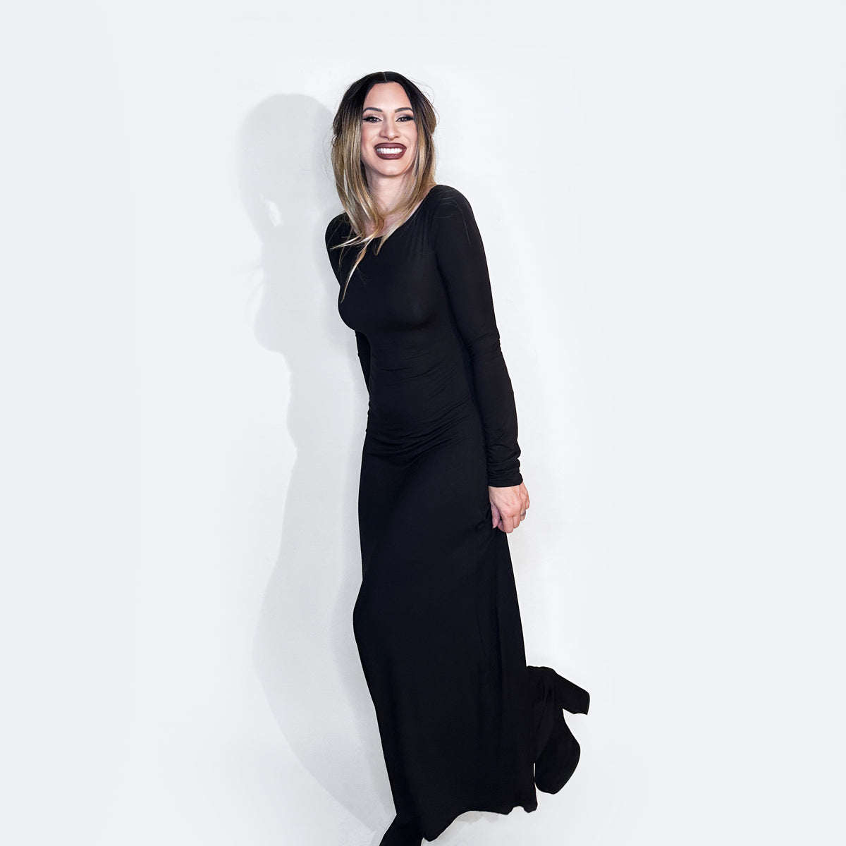 Minimalist Long Sleeve Maxi Dress-ESPI LANE