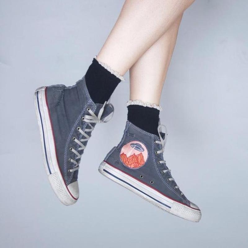 Mountain UFO Vintage Retro Iron On Patch-ESPI LANE