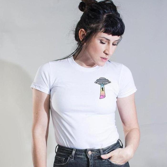 Pastel UFO Cat T-Shirt-ESPI LANE