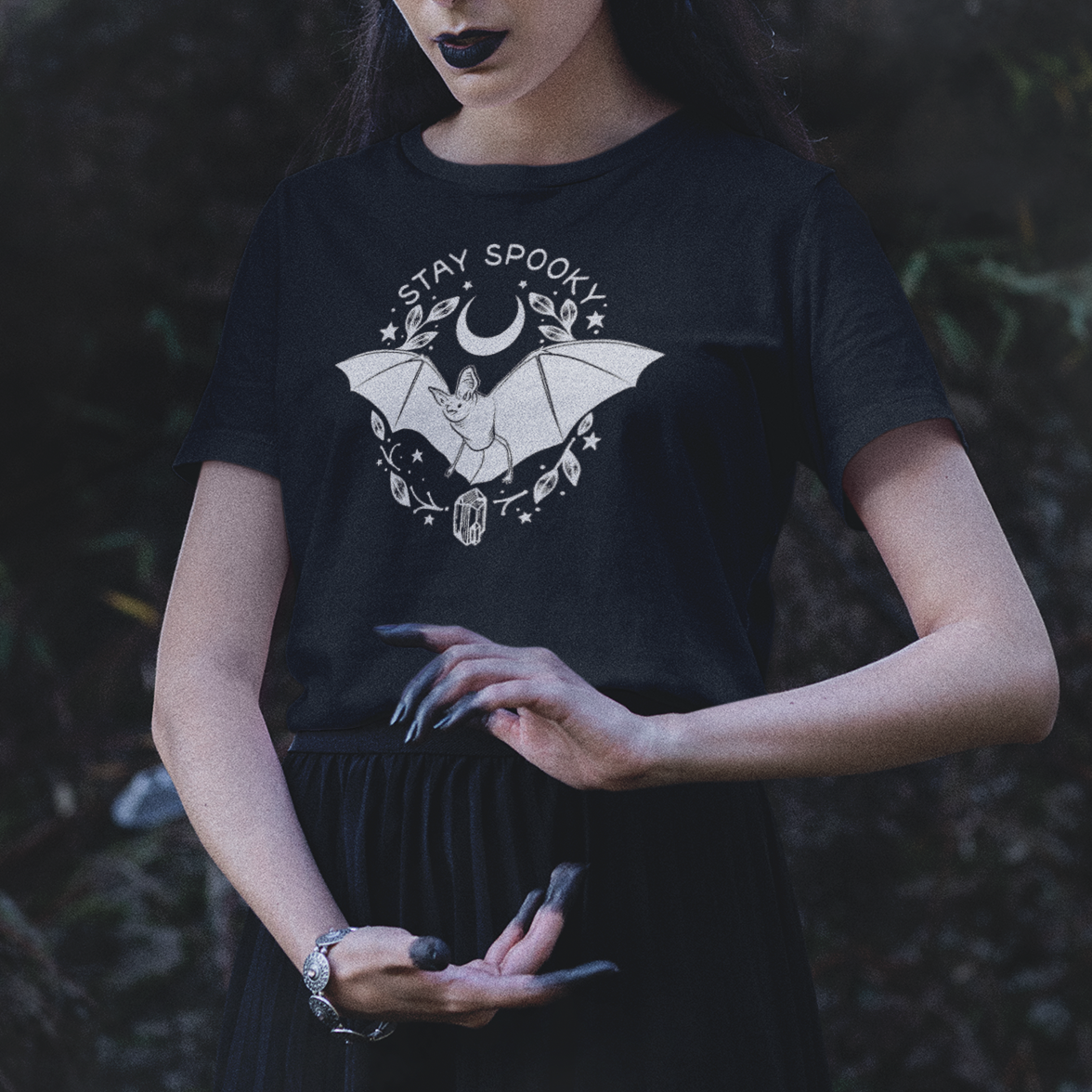 Revamped Bat Stay Spooky Graphic Shirt-ESPI LANE