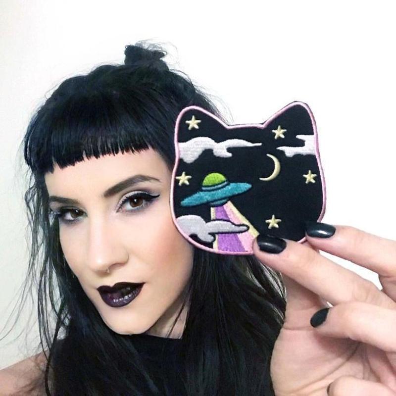 Space Cat Cute UFO Iron On Patch-ESPI LANE