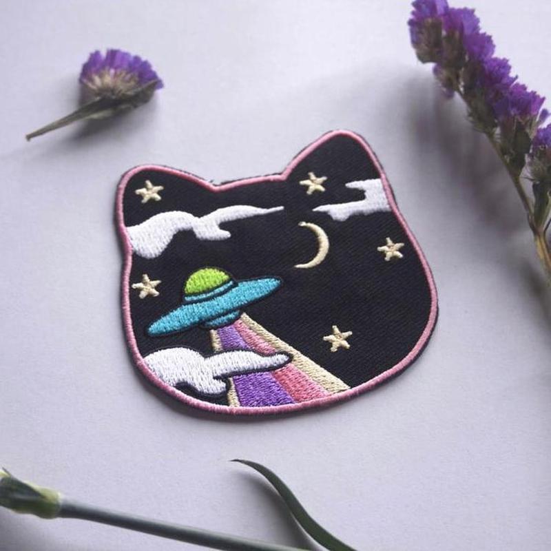 Space Cat Cute UFO Iron On Patch-ESPI LANE